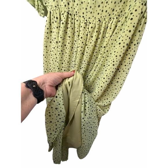 Polago Green Chiffon Polka Dot  Dress - Size XXL - Picture 10 of 10